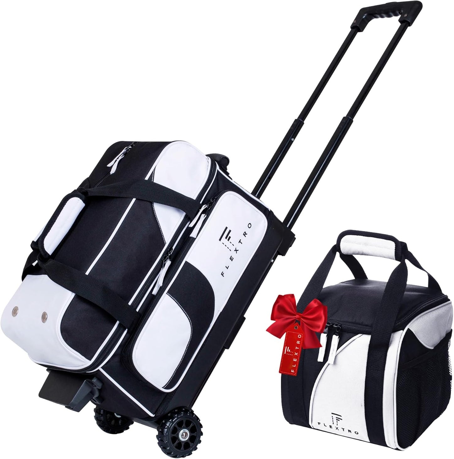 FLEXTRO 2 Ball Bowling Bag with Wheels PLUS Single Ball Bowling Bag
