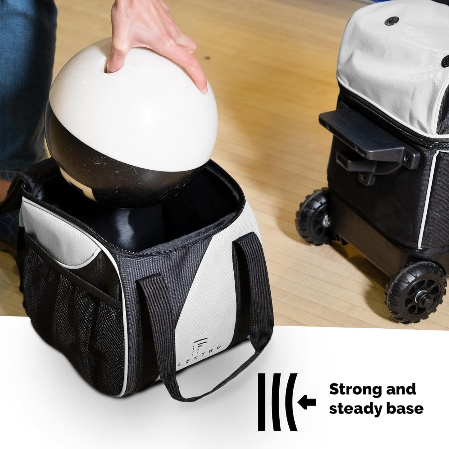 FLEXTRO 2 Ball Bowling Bag with Wheels PLUS Single Ball Bowling Bag