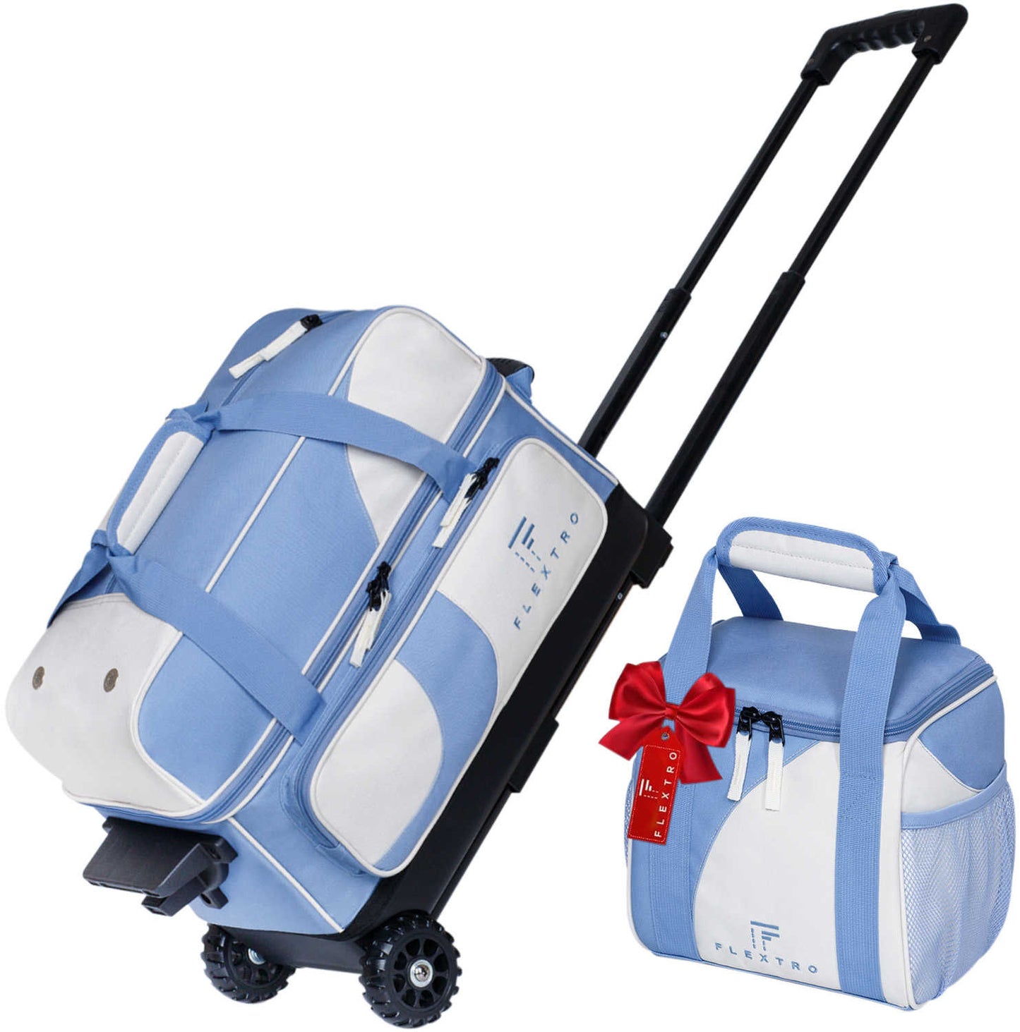 FLEXTRO 2 Ball Bowling Bag with Wheels PLUS Single Ball Bowling Bag