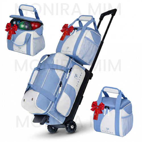 FLEXTRO 2 Ball Bowling Bag with Wheels PLUS Single Ball Bowling Bag