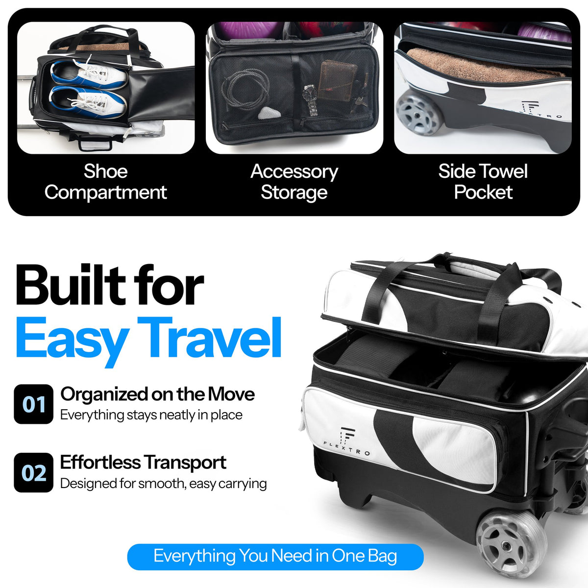 Flextro V2 - 3 Ball Bowling Bag with Wheels