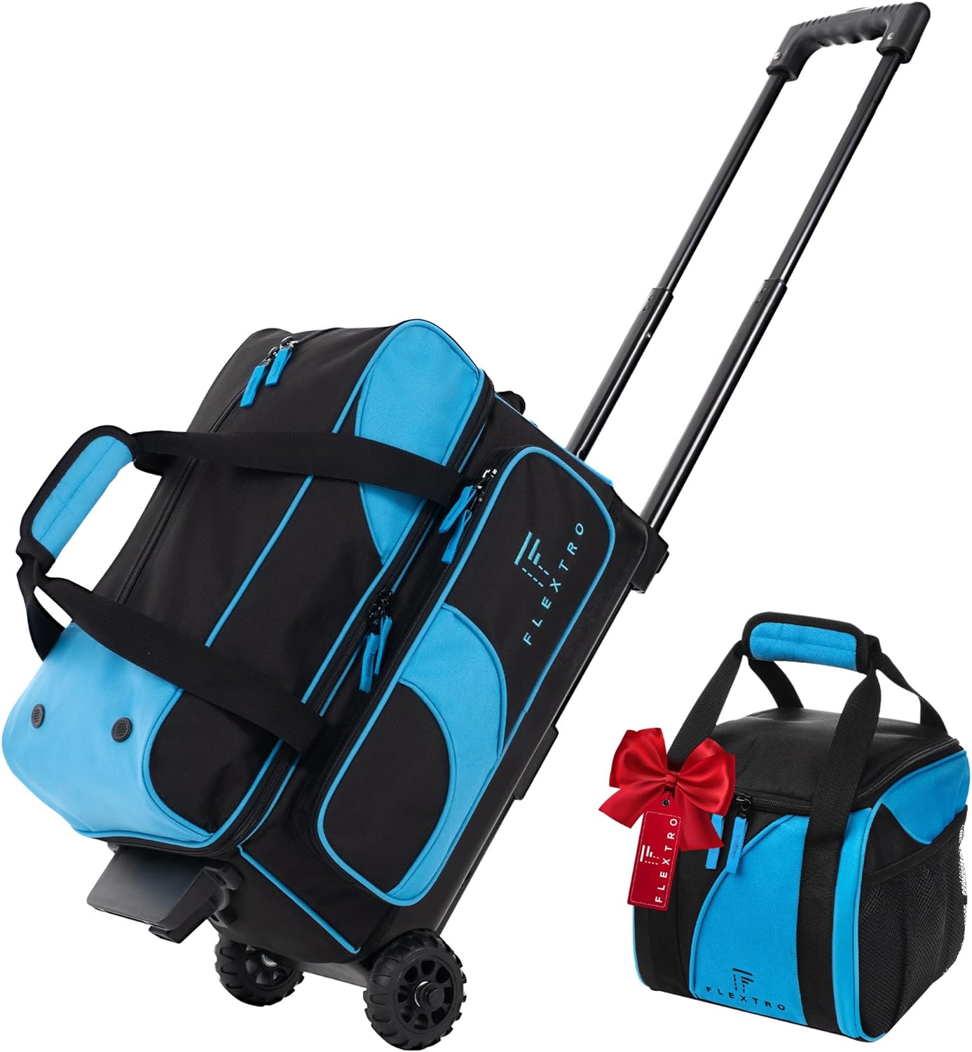 FLEXTRO 2 Ball Bowling Bag with Wheels PLUS Single Ball Bowling Bag