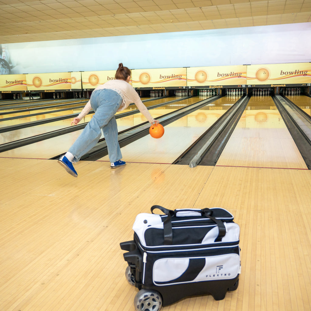 FLEXTRO Premium V2 - 3 Ball Bowling Bag (Heavy-Duty 5" Wheels)