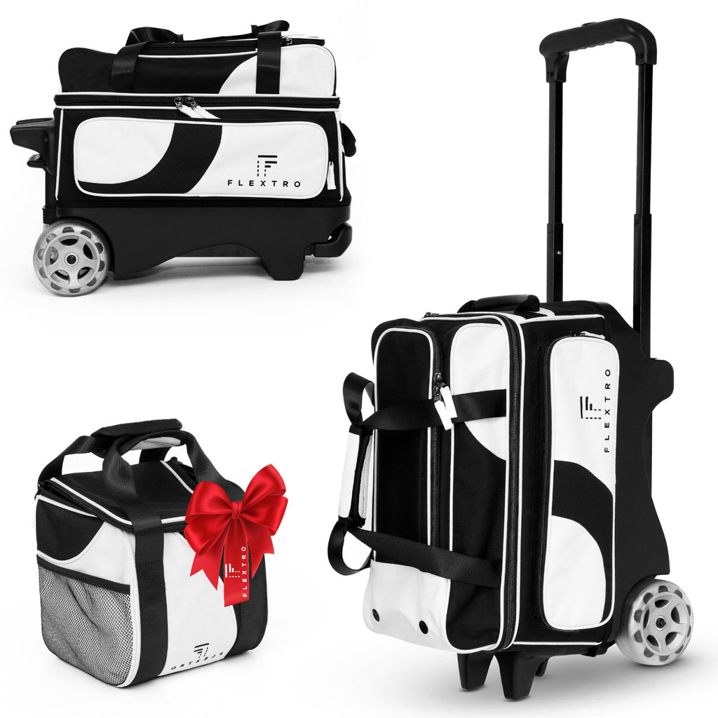 FLEXTRO Premium V2 - 3 Ball Bowling Bag (Heavy-Duty 5" Wheels)