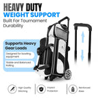 FLEXTRO Premium V2 - 3 Ball Bowling Bag (Heavy-Duty 5" Wheels)