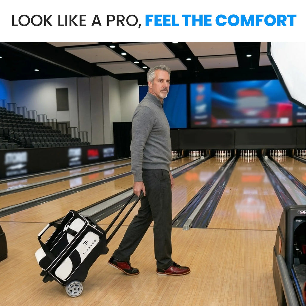 Flextro 3 Ball Bowling Bag with Wheels – Premium V2 Roller | 5-Inch Heavy-Duty Wheels | Tournament-Grade